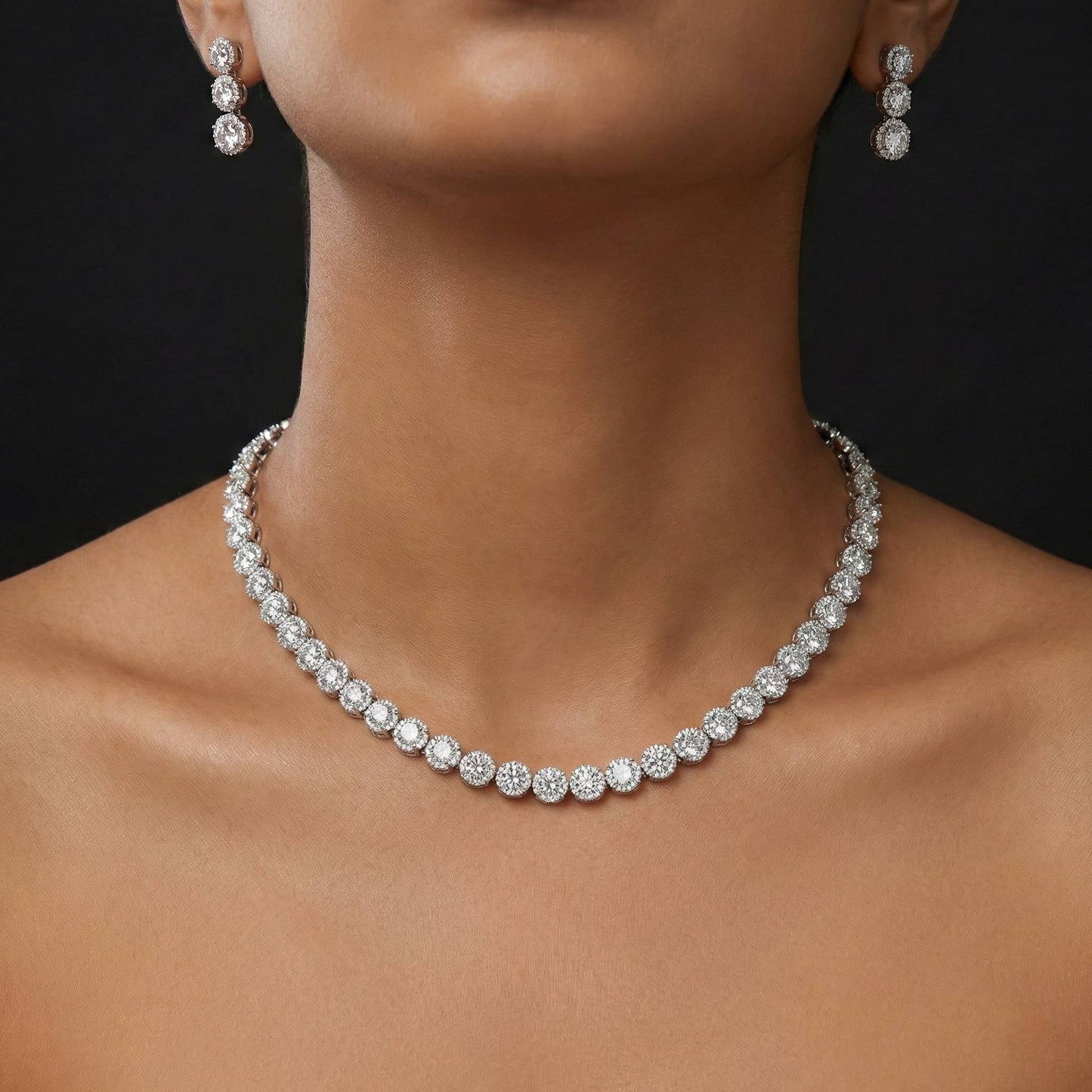 Luxora Single Layer Silver Diamond Necklace