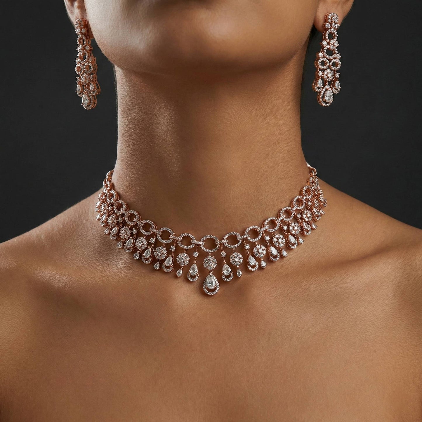 Luxora Gold plated Delicate Diamond Set