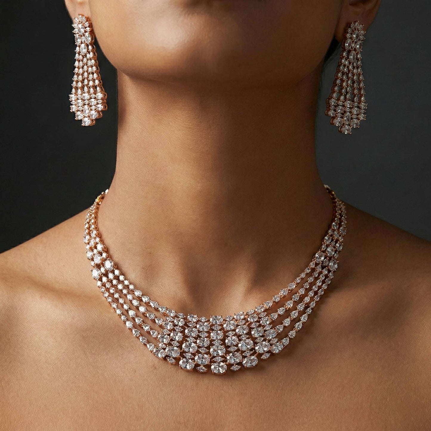 Luxora Gold Plated Diamond Clustered Set