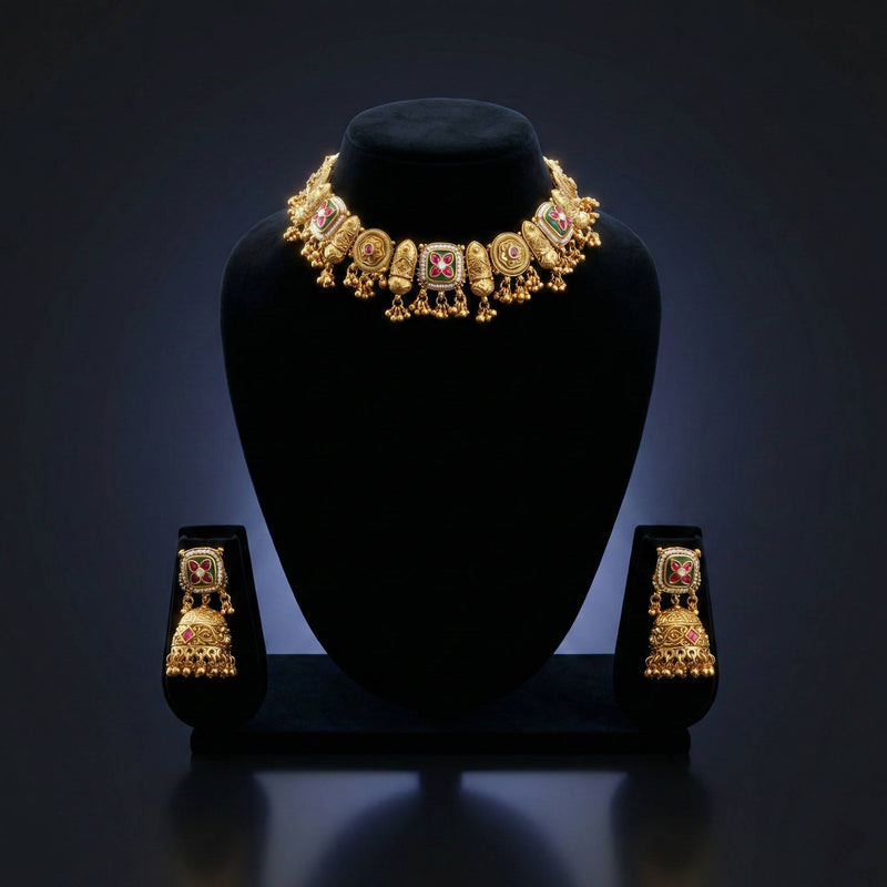 Luxora Gold Meenakari Set