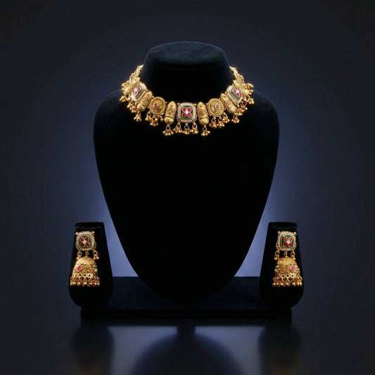 Luxora Gold Meenakari Set