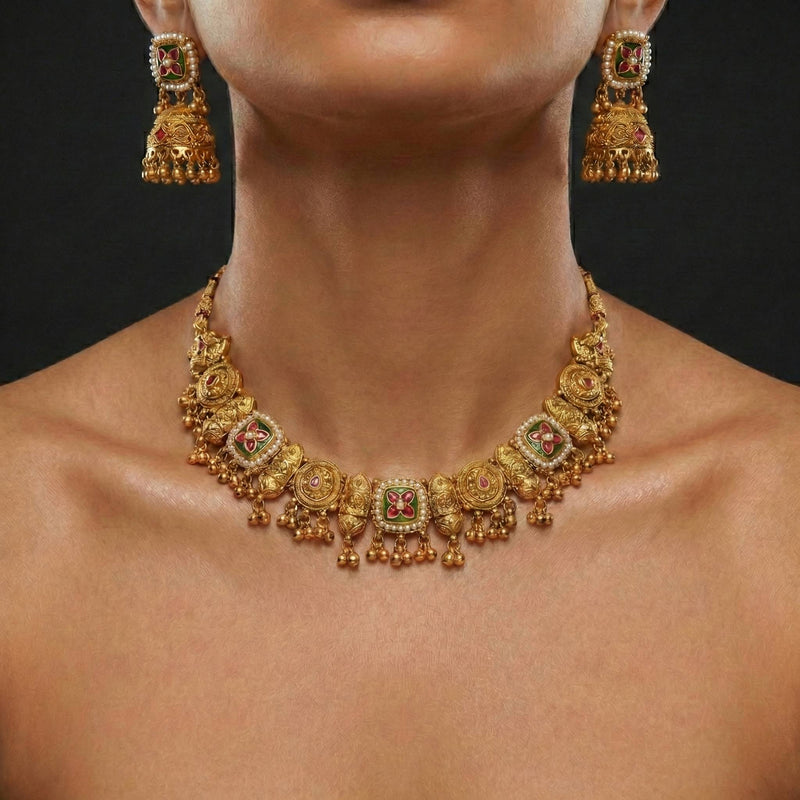 Luxora Gold Meenakari Set