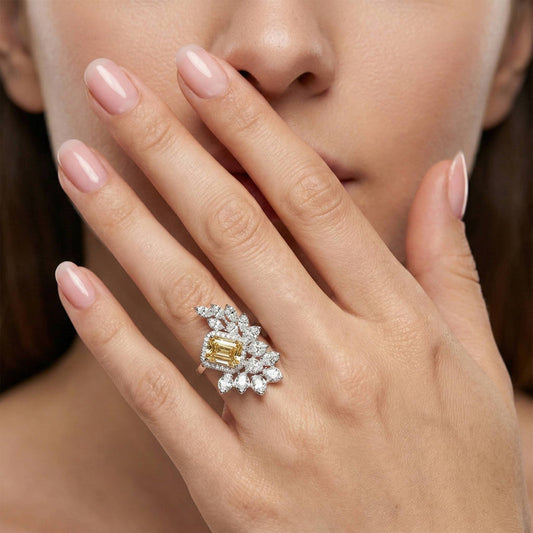 Luxora Radiant Champagne Emerald Ring
