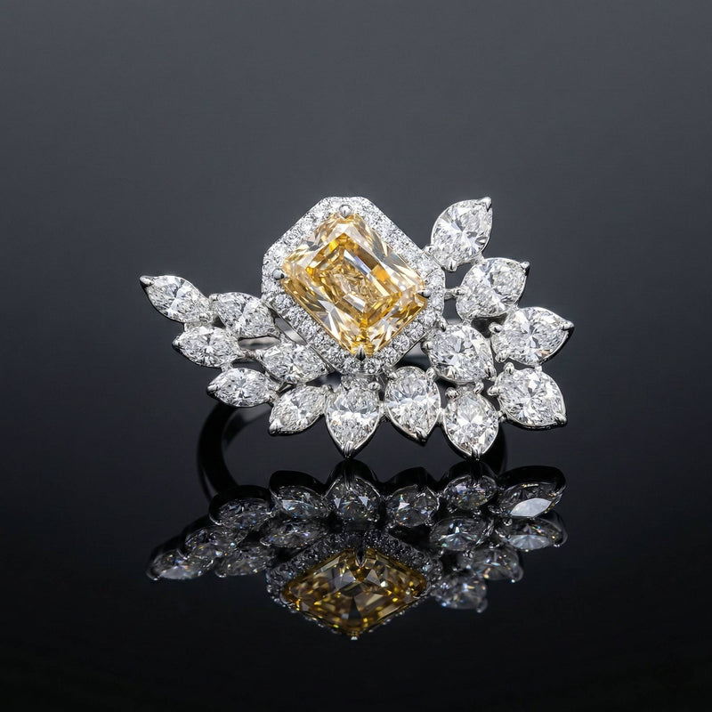 Luxora Radiant Champagne Emerald Ring
