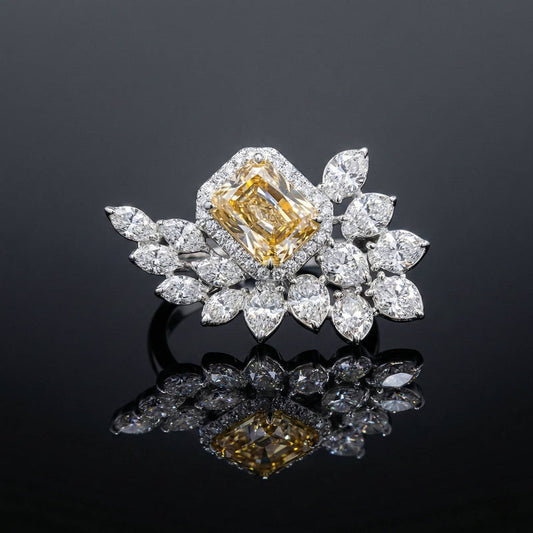 Luxora Radiant Champagne Emerald Ring