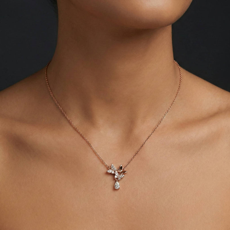 Luxora 2 Diamond 1 Gold Butterfly with Droplet