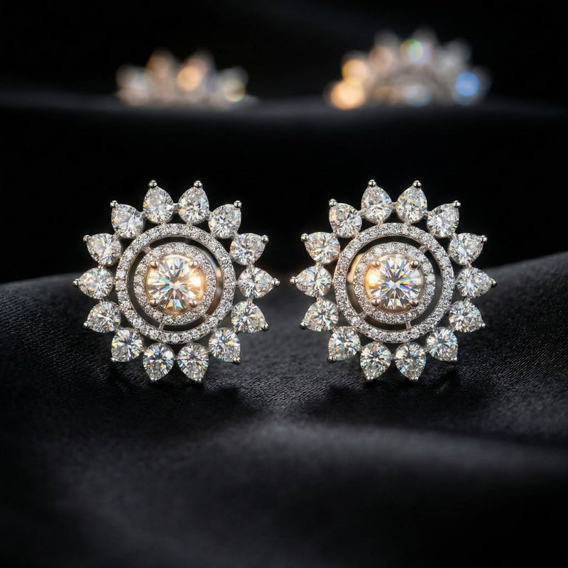 Luxora 3 Silver Circles with Petals Around (Studs)