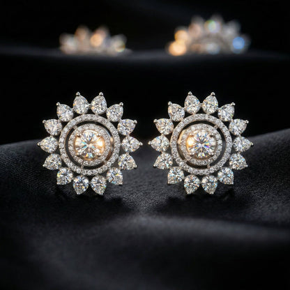 Luxora 3 Silver Circles with Petals Around (Studs)