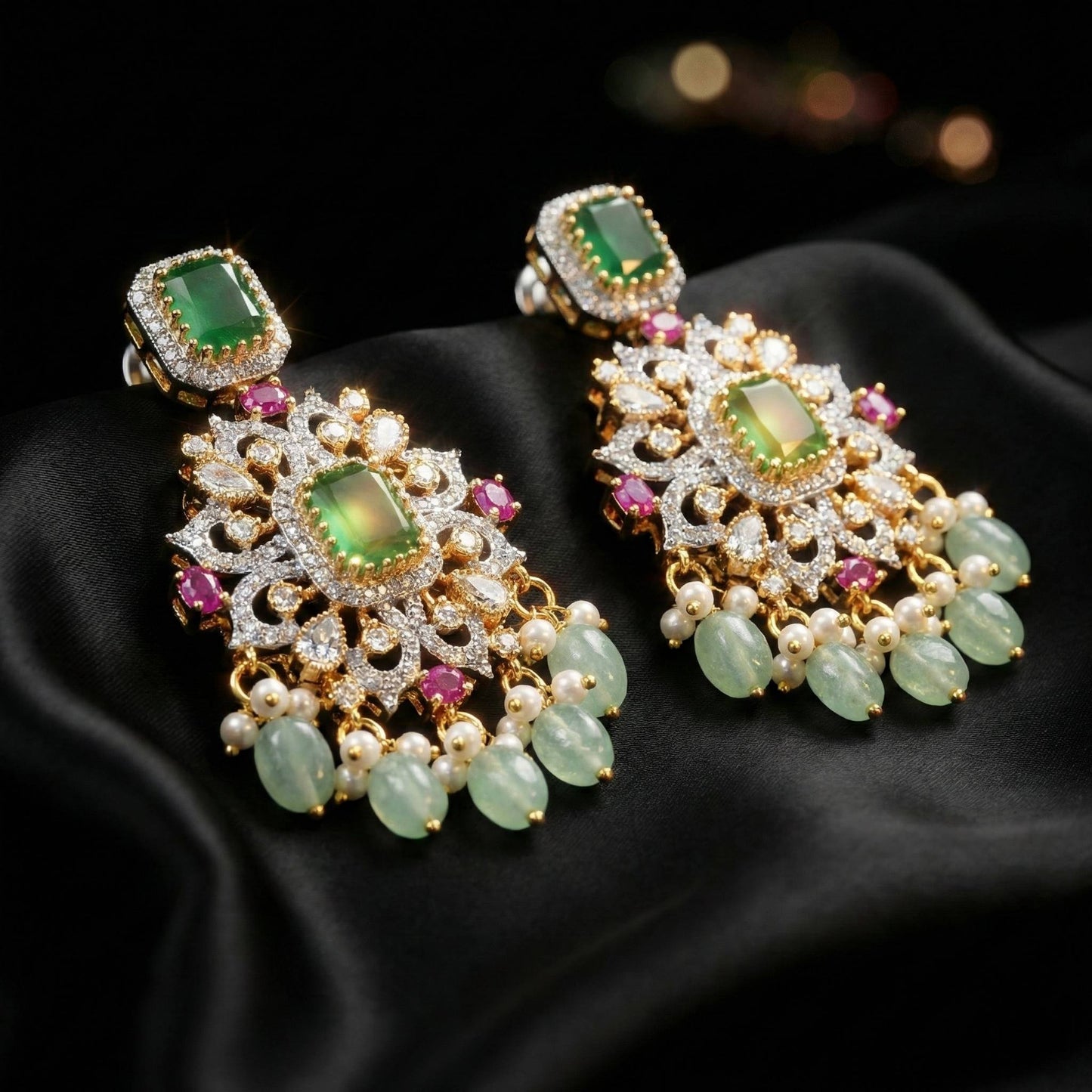 Luxora Emerald with Light Green Danglers