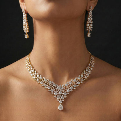 Luxora Gold Plated Diamond Set with Pear Drop