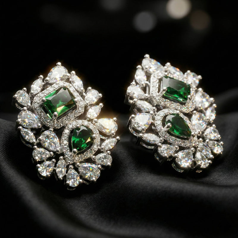 Luxora Green Diamond Square N Pear Shape (Studs)