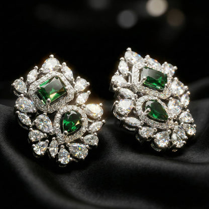 Luxora Green Diamond Square N Pear Shape (Studs)