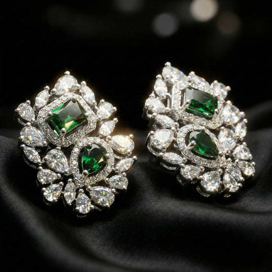 Luxora Green Diamond Square N Pear Shape (Studs)