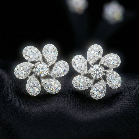 Luxora White Flower Studs