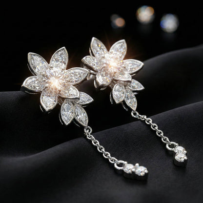 Luxora Silver Flower with Diamond Dangler