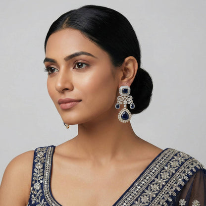 Luxora Dual Tone Sapphire Long Earring