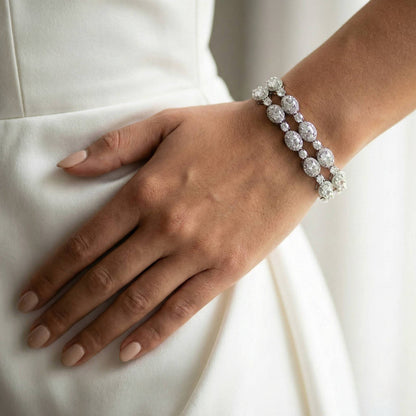 Luxora Double Line Silver Bracelet with Diamonds