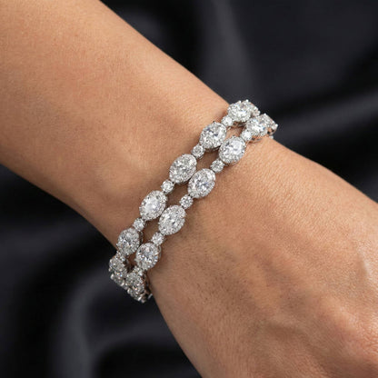 Luxora Double Line Silver Bracelet with Diamonds