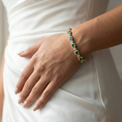 Luxora Plain and Green Square Heavy Bracelets