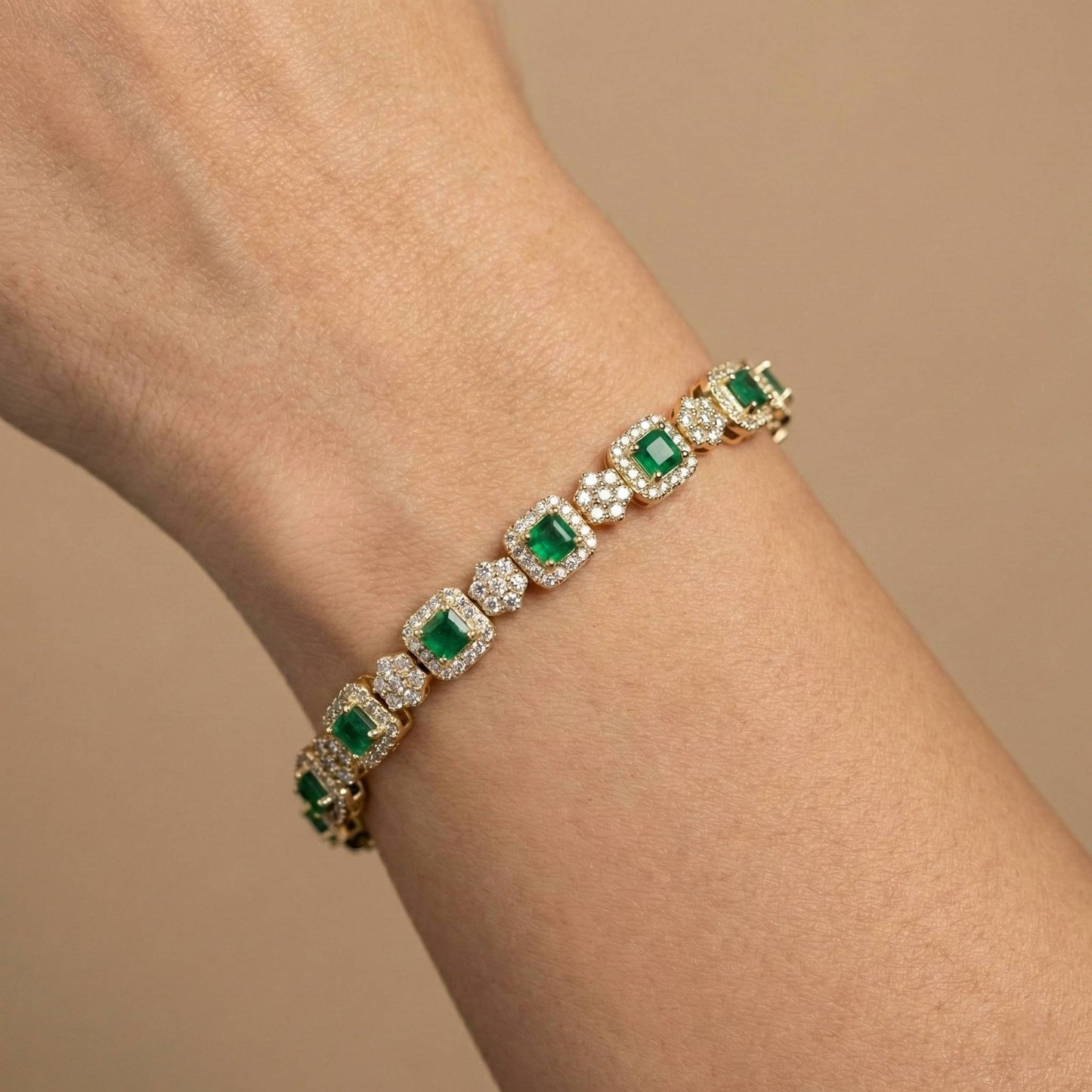 Luxora Plain and Green Square Heavy Bracelets