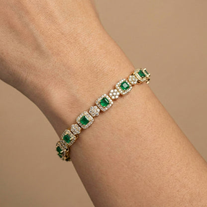 Luxora Plain and Green Square Heavy Bracelets