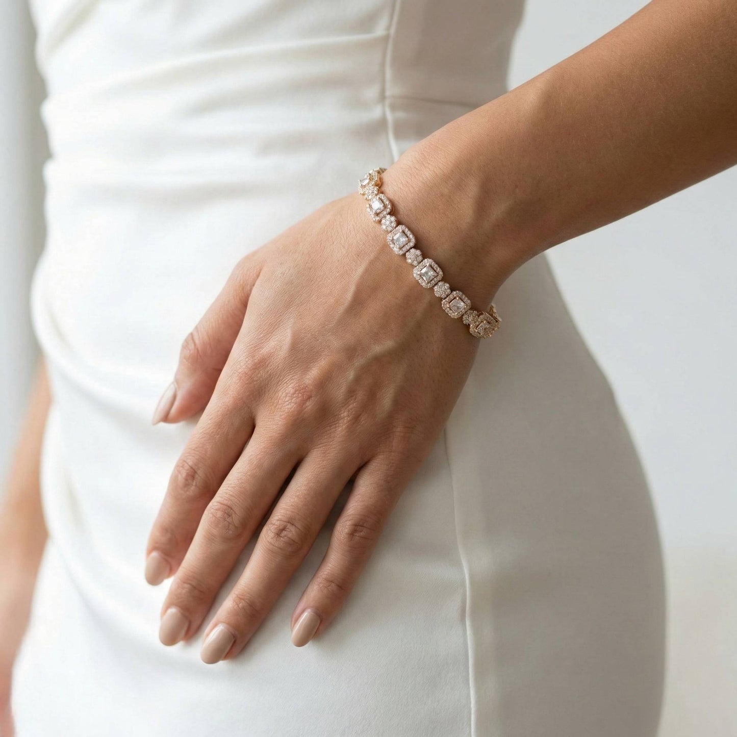 Luxora Plain and Green Square Heavy Bracelets