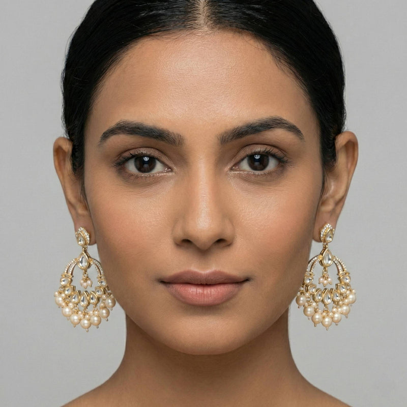 Luxora Moissanite Chandbali with Pearls