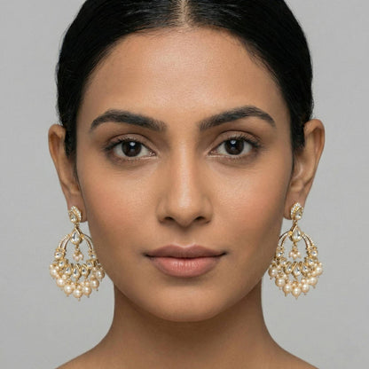 Luxora Moissanite Chandbali with Pearls