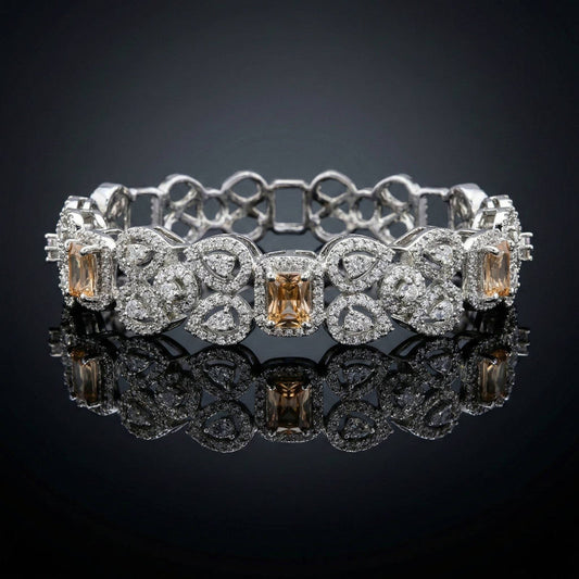 Luxora Silver Pear Shape Diamonds with Champagne