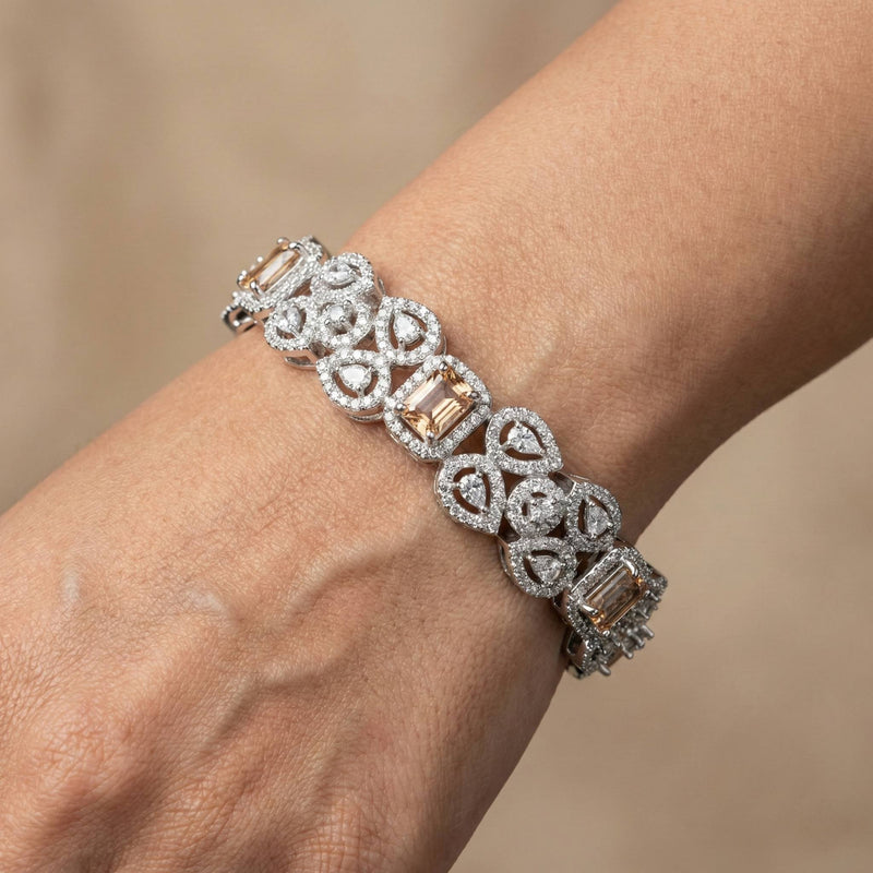 Luxora Silver Pear Shape Diamonds with Champagne