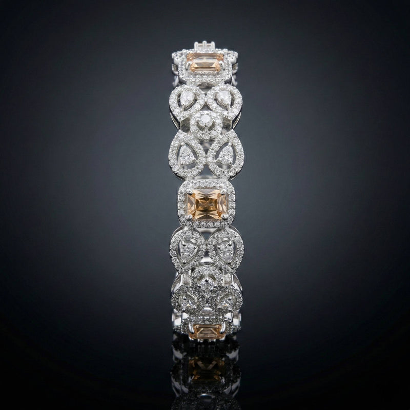 Luxora Silver Pear Shape Diamonds with Champagne