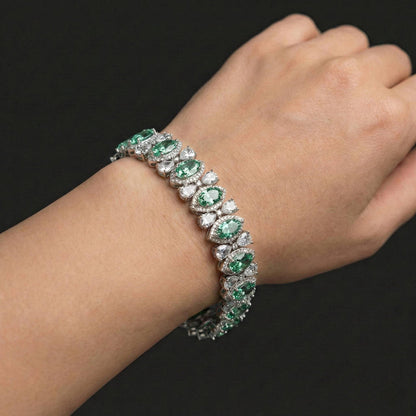 Luxora Silver Bracelet with Green Stones