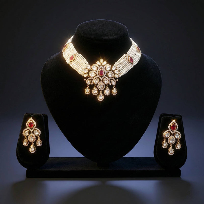 Luxora Regal Ruby Cascade Necklace Set