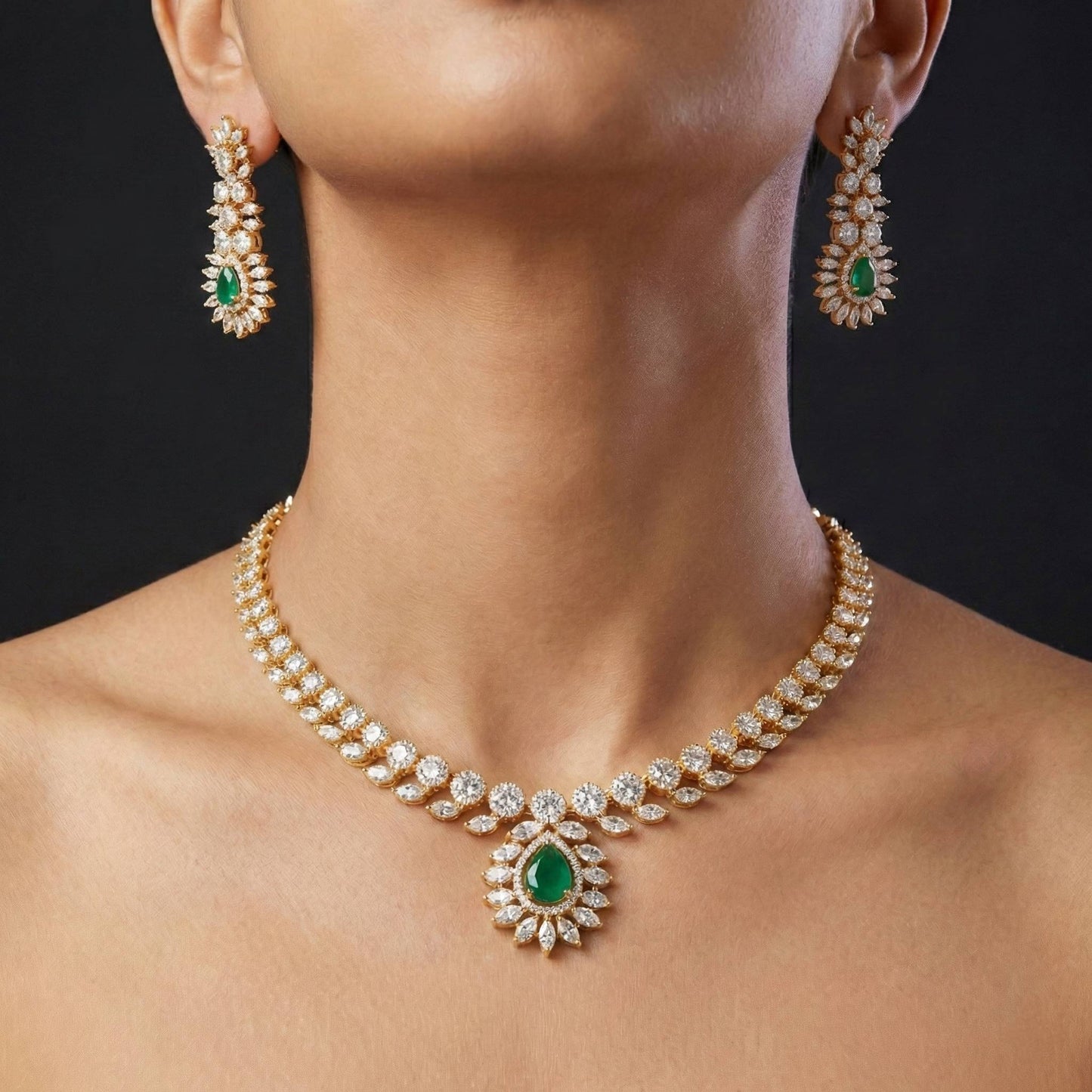 Luxora Emerald Teardrop Radiance Set
