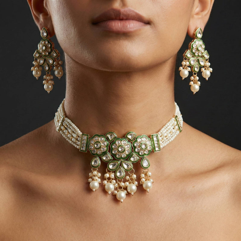 Luxora Emerald Royale Pearl Cascade Set