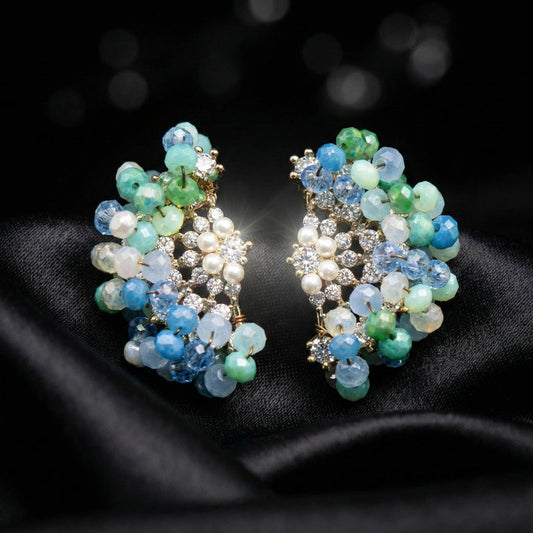 Multicolour Bubble Shaped Curved Earrings
