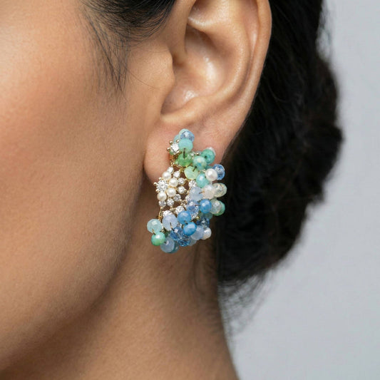 Multicolour Bubble Shaped Curved Earrings