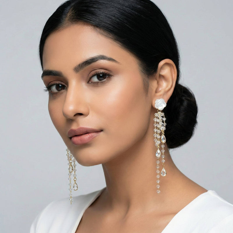 Rose with Diamond Danglers