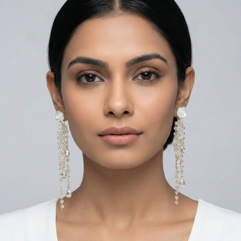 Rose with Diamond Danglers