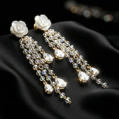 Rose with Diamond Danglers