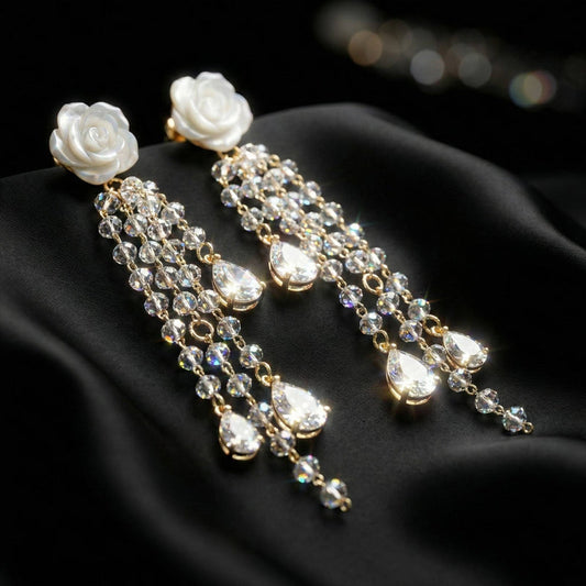 Rose with Diamond Danglers