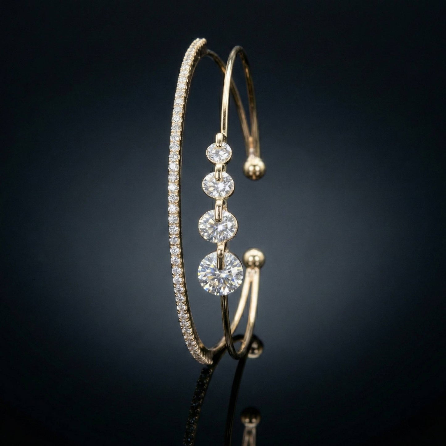 Luxora Four Diamond Double Line Kada