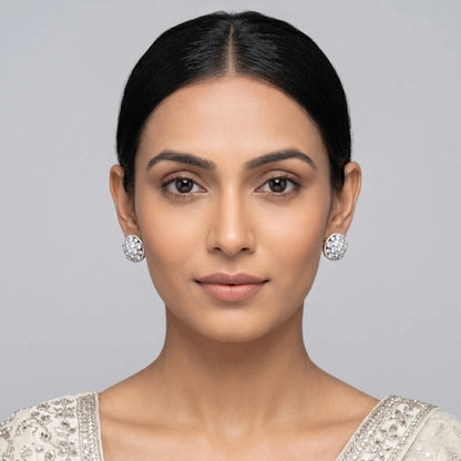 Luxora Celestial Halo Crystal Stud Earrings