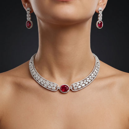 Luxora Crimson Royale Diamond Necklace Set