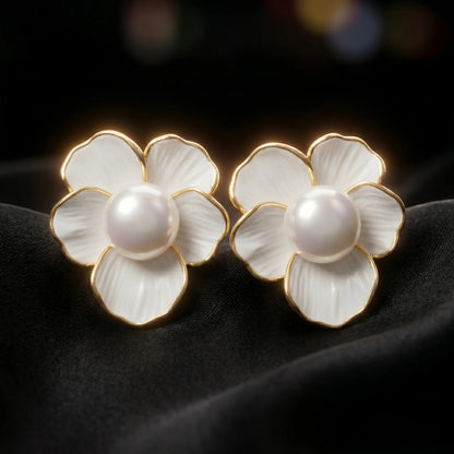 Luxora Pearl Blossom Stud Earrings