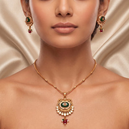 Luxora Royal Emerald Radiance Pendant Set
