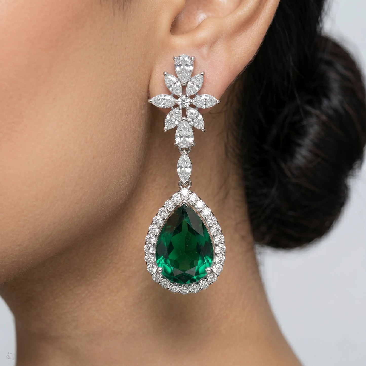 Luxora Emerald Bloom Luxe Drop Earrings