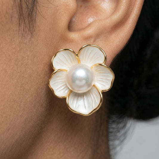 Luxora Pearl Blossom Stud Earrings