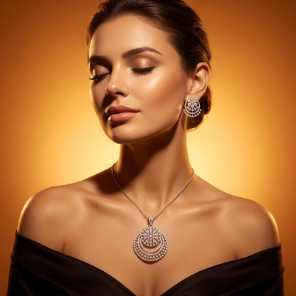 Luxora Celestial Cascade Diamond Pendant Set