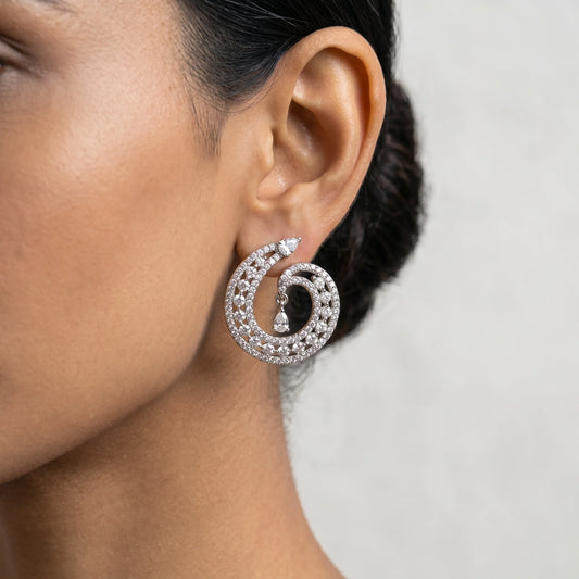 Luxora Luna Spiral Crystal Drop Earrings